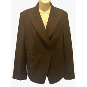 LAFAYETTE 148 NEW YORK Brown Stretch Wool Asymmetric Blazer Jacket